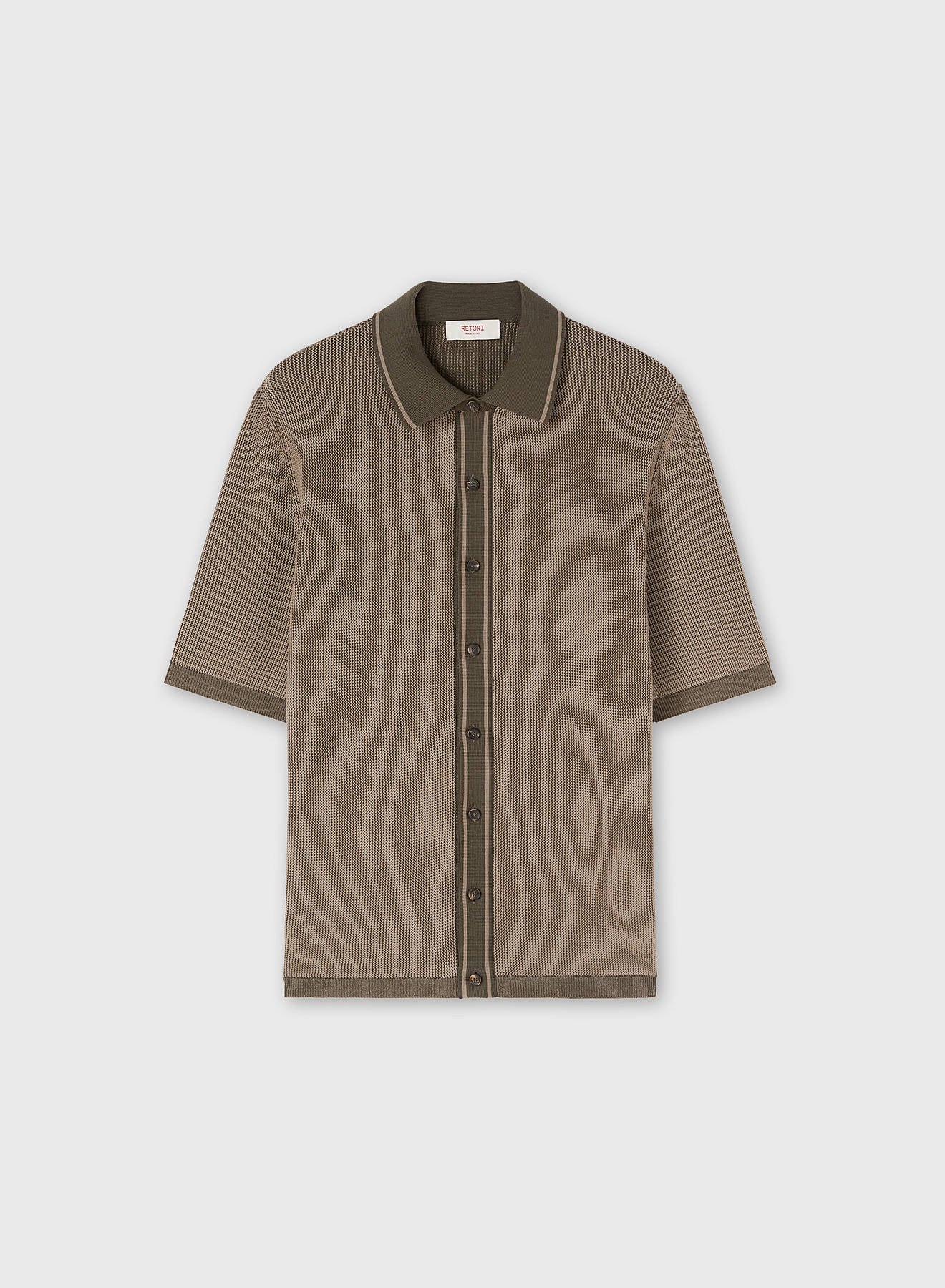 VANISÉ KNIT SHORT SLEEVES SHIRT SAND AND OLIVE GREEN