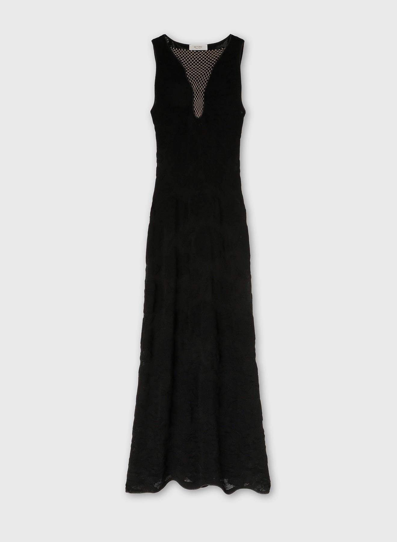 JACQUARD KNIT DRESS WITH NET DETAIL BLACK