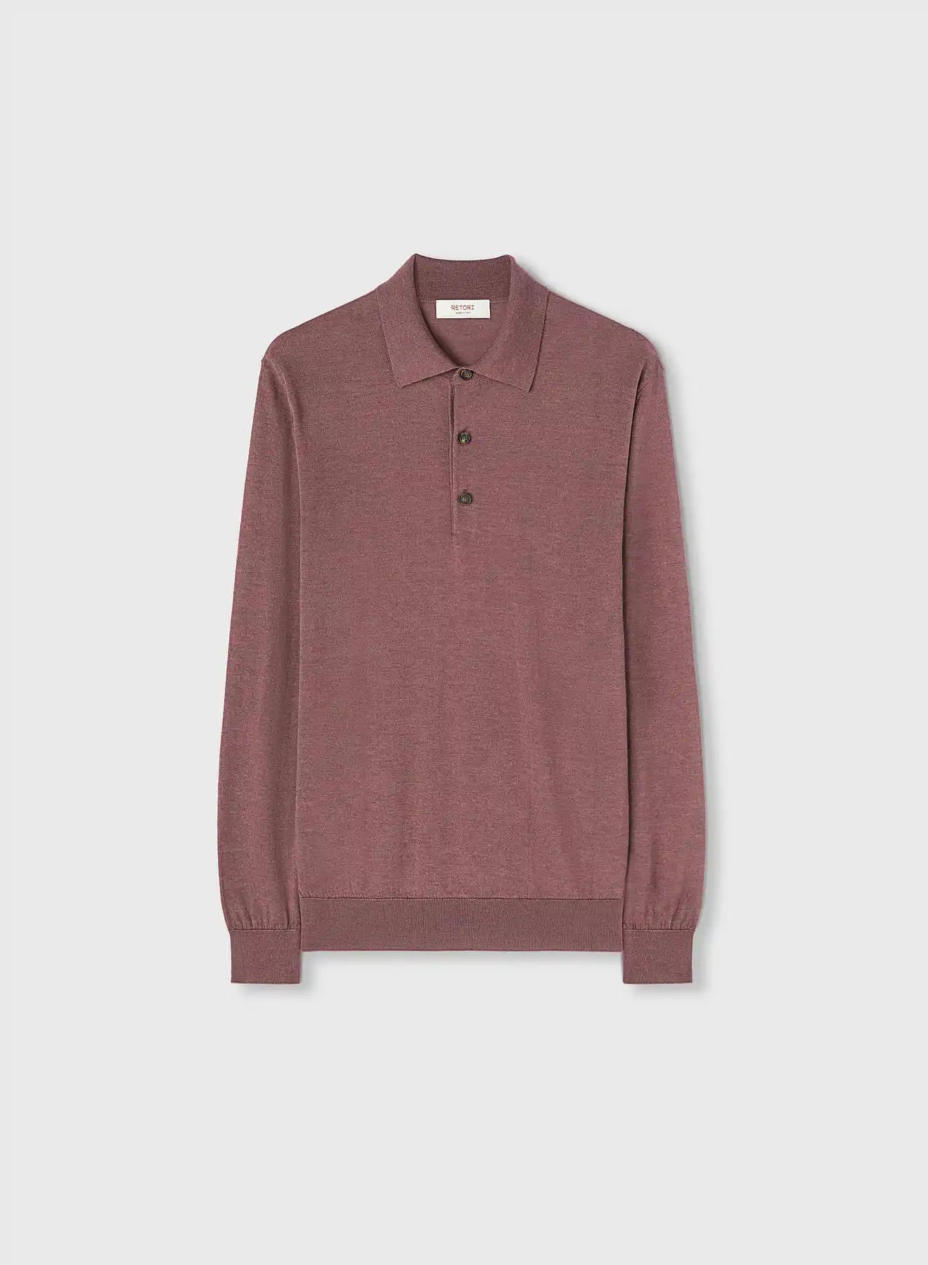 SIDE ARGYLE DETAIL LONG SLEEVE POLO ROSE
