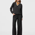 Retori Side Argyle Detail Crewneck Anthracite - Knitwear - Luxury Sweaters for Men and Women - Full Model Woman