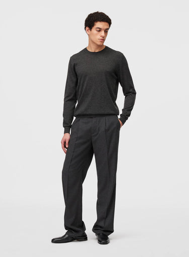 Retori Side Argyle Detail Crewneck Anthracite - Knitwear - Luxury Sweaters for Men and Women - Full Model Man