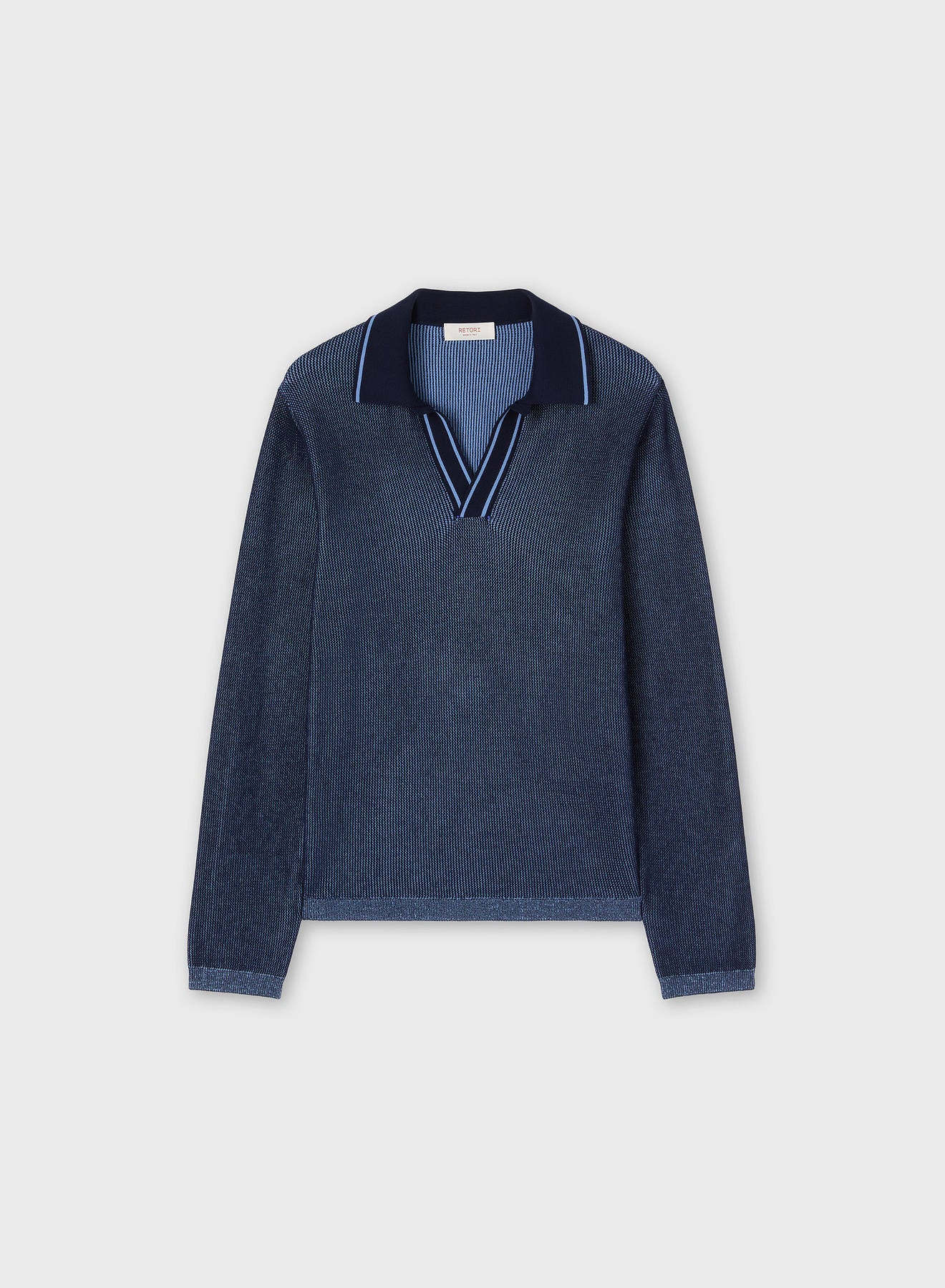 VANISÉ KNIT LONG SLEEVES POLO NAVY AND LIGHT BLUE