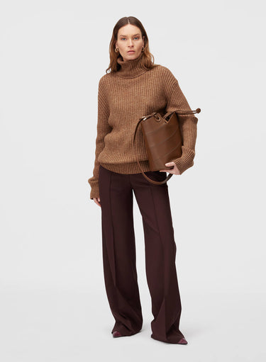 Retori Ribbed Turtleneck Clay - Knitwear - Luxury Sweaters for Men and Women - Full Model Woman