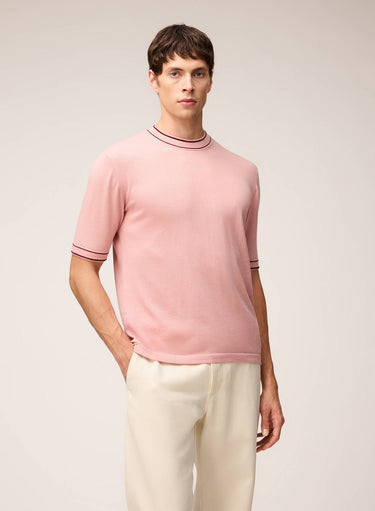 T-SHIRT IN MAGLIA RASATA CON DETTAGLIO RIGA A CONTRASTO