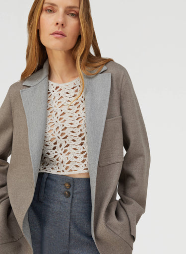 Retori Cardi Blazer Taupe And Grey - Ready To Wear - Luxury Coats & Jackets for Women - Detail