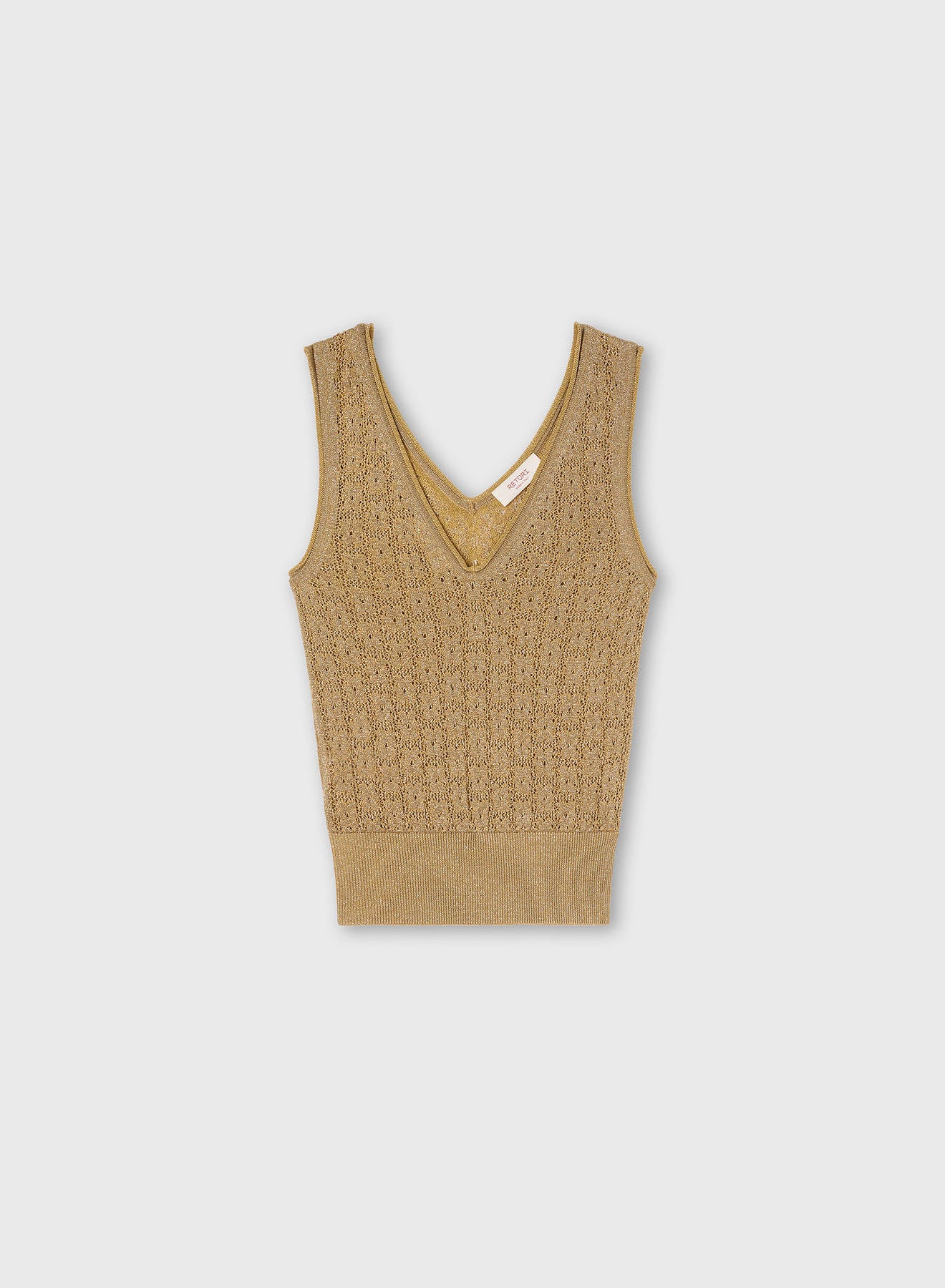 LUREX JACQUARD KNIT TOP GOLD