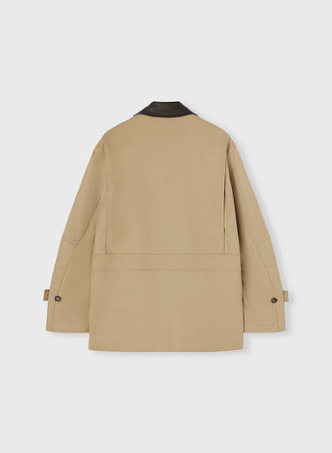 Retori Field Jacket With Leather Details Sand And Chocolate - Ready To Wear - Luxury Coats & Jackets for Men - Back