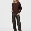 Retori Leather Pants Chocolate - Ready To Wear - Luxury Trousers for Women - Full Model
