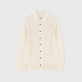 Retori Damier Wool And Silk Jacquard Button Down Cardi With Shirt Collar Ivory - Knitwear - Luxury Overshirts for Women