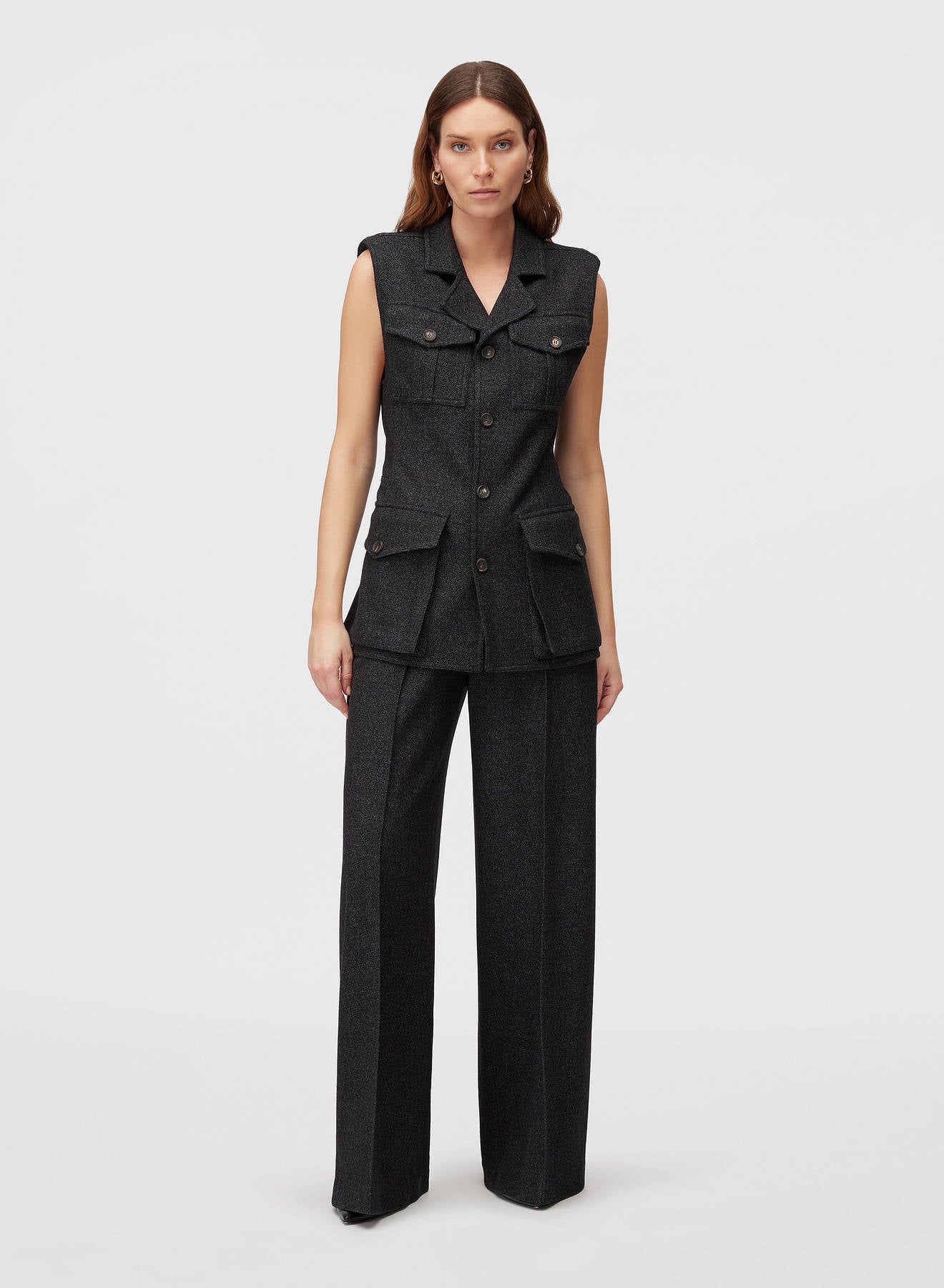 Retori Heavy Jersey Saharienne Vest Black - Ready To Wear - Luxury Vests for Women - Full Model