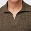 Retori Micro Argyle Polo Military Green - Knitwear - Luxury Polos for Men - Detail
