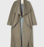 Retori Double Shawl Collar Coat Sage And Grey - Ready To Wear - Luxury Overcoats for Women
