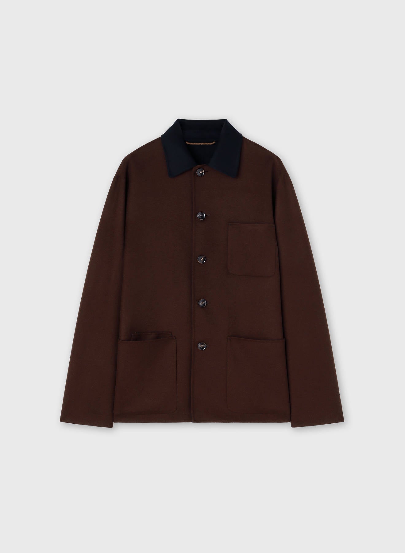 DOUBLE WOOL REVERSIBLE OVERSHIRT CHOCOLATE AND NAVY