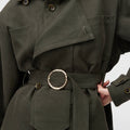 Retori Mini Trench Dark Green - Ready To Wear - Luxury Trench Coats for Women - Detail Belt