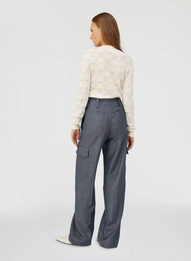 Retori Embroidered Cargo Pants Denim Blu - Ready To Wear - Luxury Cargo Pants for Women