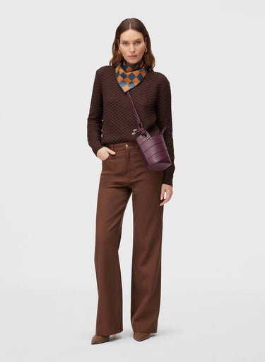 Retori Wide Leg Denim Pants Clay - Ready To Wear - Luxury Trousers for Women - Full Model