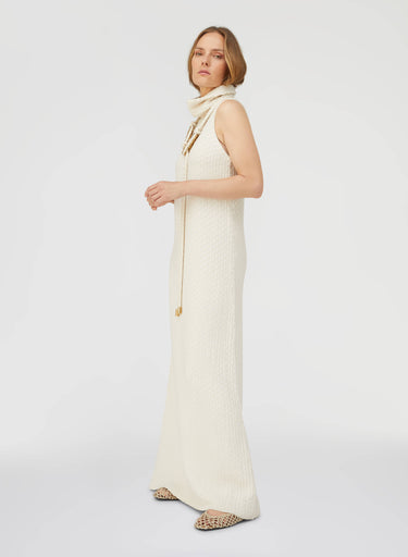 Retori Jacquard Sleeveless Maxi Collar Long Dress Ivory - Ready To Wear - Luxury Dresses for Women