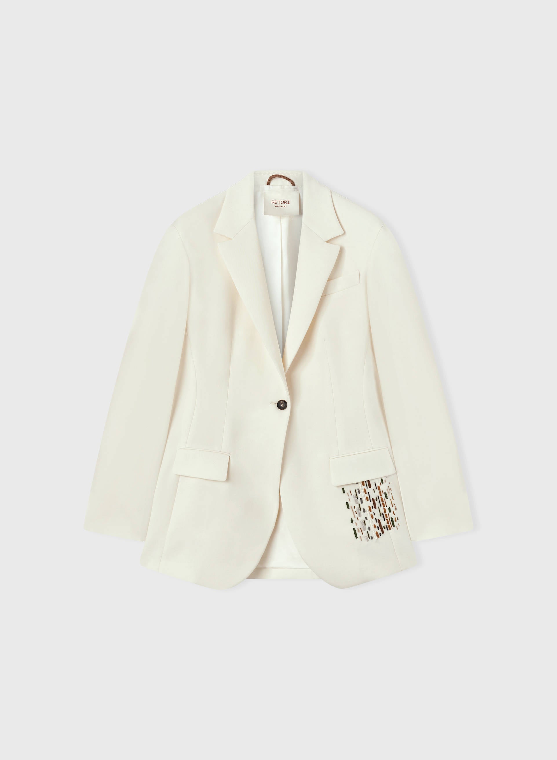 Retori Single Breasted Jacket With Needle Pin Detail Off White - Ready To Wear - Luxury Coats & Jackets for Women