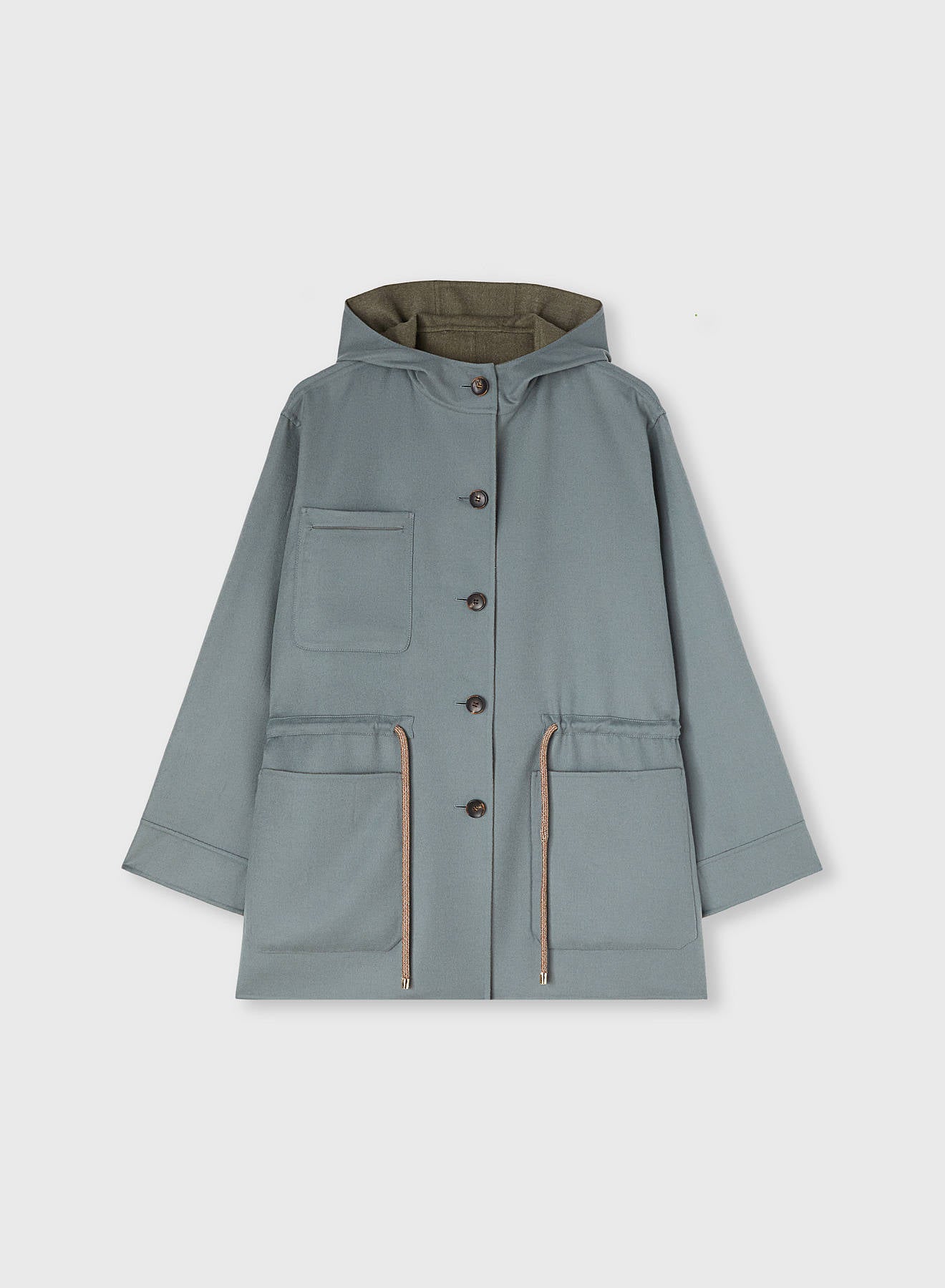 Retori Double Rope Reversible Parka Sage And Grey - Ready To Wear - Luxury Parkas for Women - Reversed Front