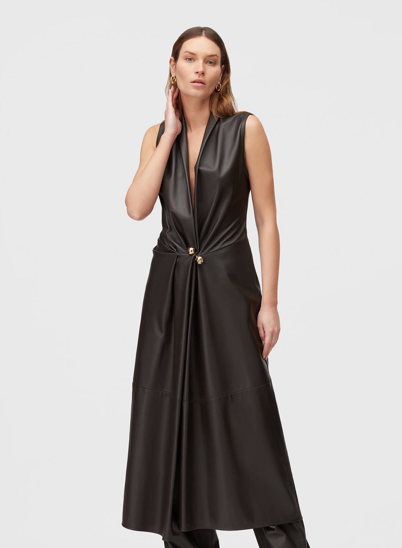 Retori Leather Vest Dress in Wool | Luxury Dresses Made in Italy Retori Leather Vest Dress in Wool | Luxury Dresses Made in Italy