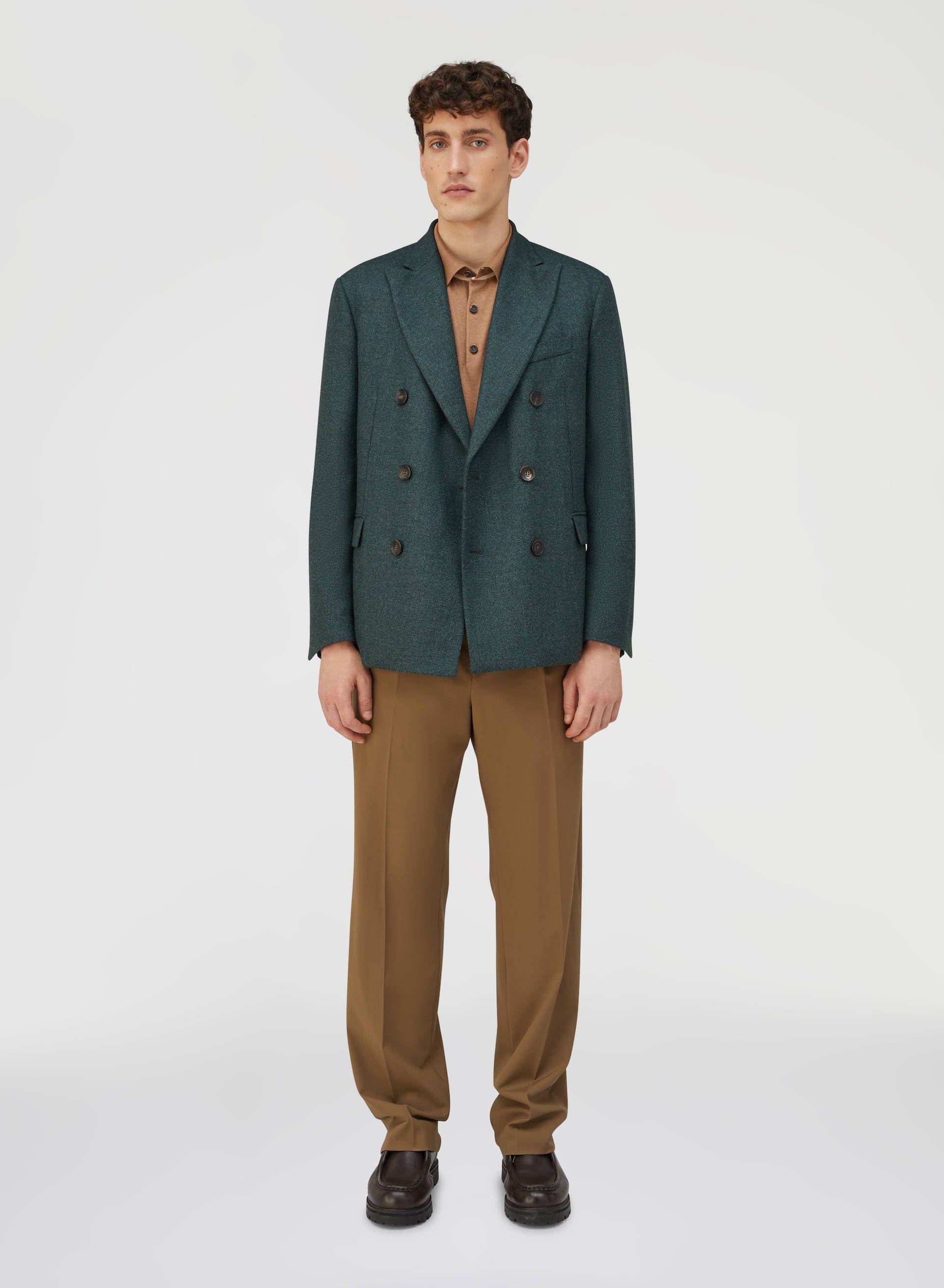 DOUBLE BREASTED PEAK LAPEL BLAZER GREEN