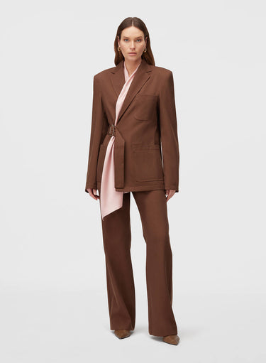 Retori Denim Belt Jacket Clay - Ready To Wear - Luxury Coats & Jackets for Women - Full Model