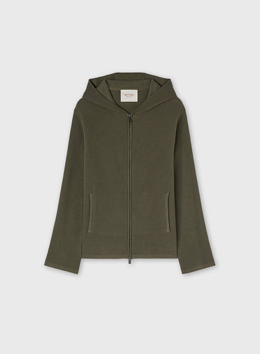 FELPA ZIPPATA IN MAGLIA CON CAPPUCCIO