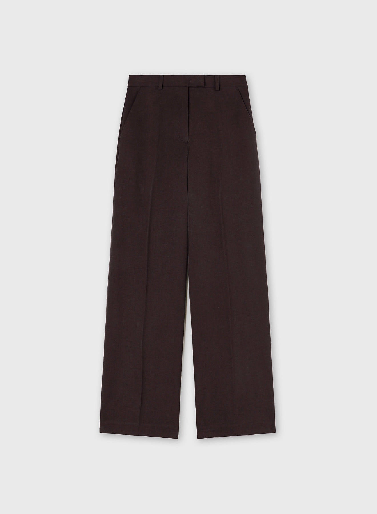 PEACH TOUCH LINEN TAILORING PANTS CHOCOLATE