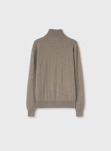 Retori Window Zip Up Mockneck Sand - Knitwear - Luxury Sweaters for Men - Back