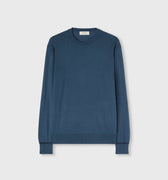 Retori Cuff Micro Check Detail Crewneck Avio And Navy - Knitwear - Luxury Sweaters for Men