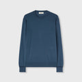 Retori Cuff Micro Check Detail Crewneck Avio And Navy - Knitwear - Luxury Sweaters for Men