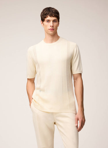 T-SHIRT IN MAGLIA CON MIX DI PUNTI
