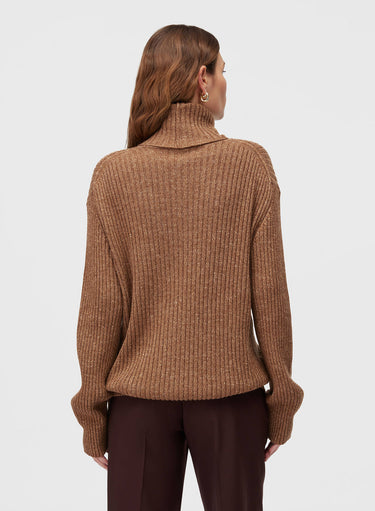 Retori Ribbed Turtleneck Clay - Knitwear - Luxury Sweaters for Men and Women - Back Woman