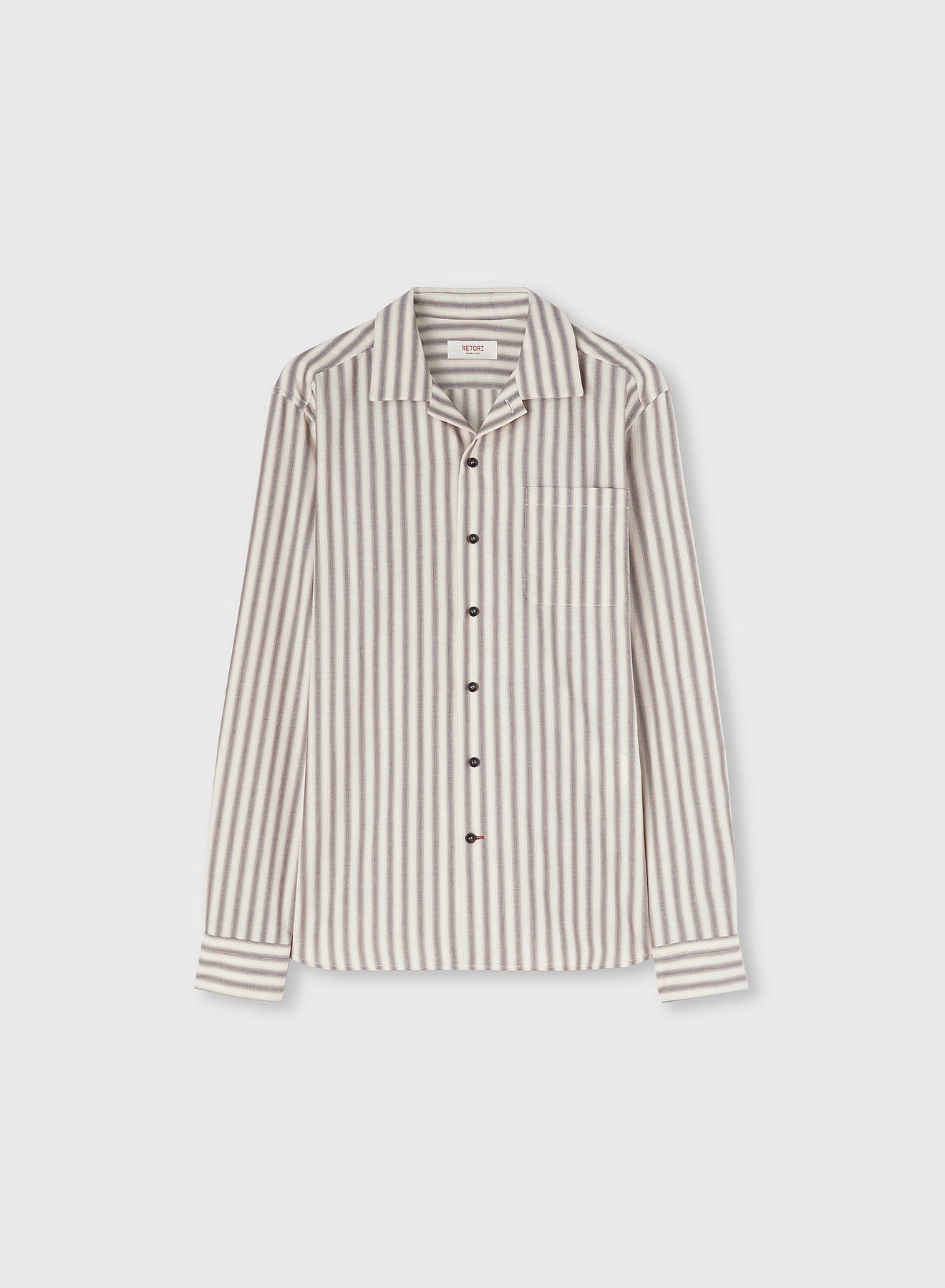 STRIPES SHIRT WITH PATCH POCKET SAND