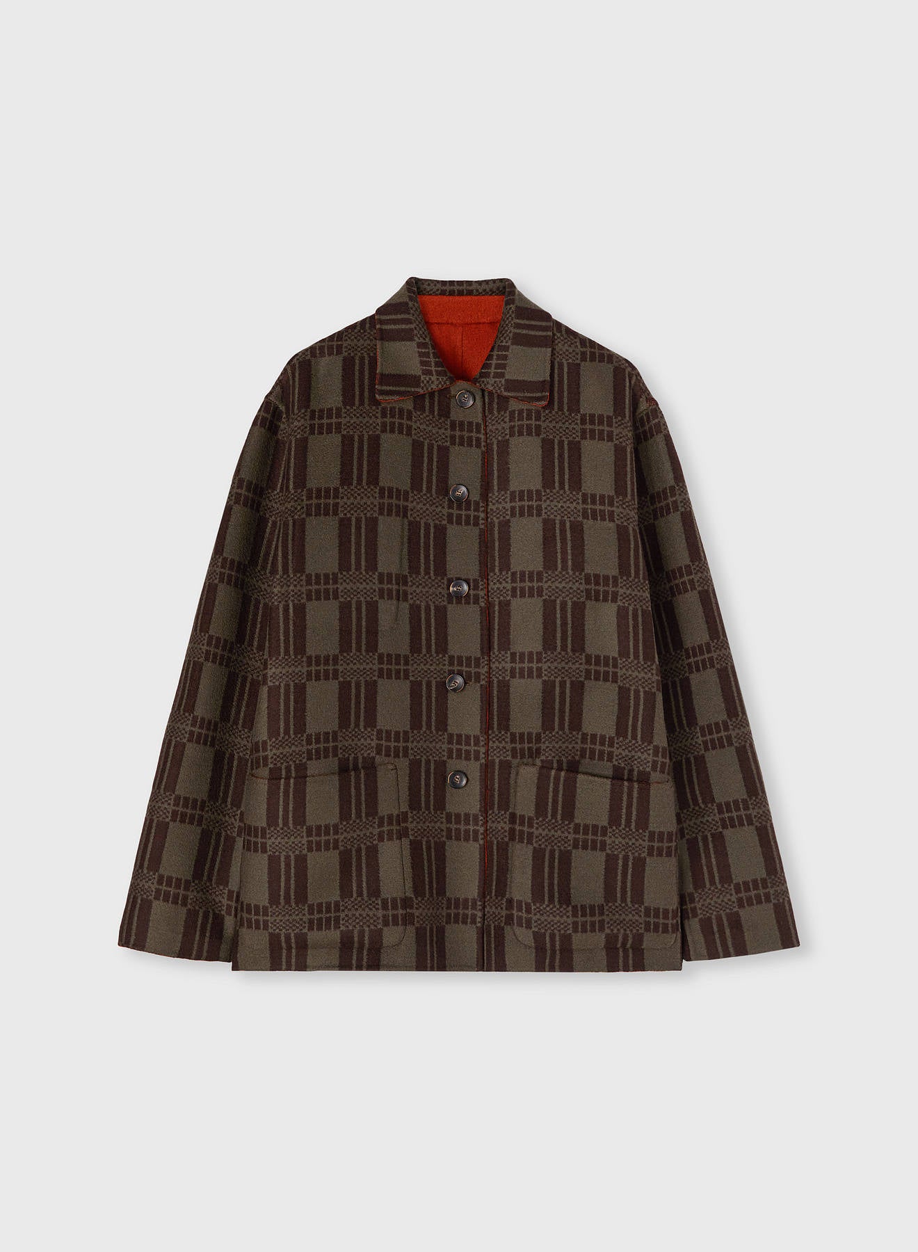 Retori Double Jacquard Reversible Overshirt Clay And Military Green - Ready To Wear - Luxury Overshirts for Men - Reversed Front