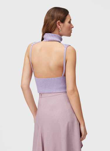 Retori Ribbed Top Iris - Knitwear - Luxury Sweaters for Women - Back Model