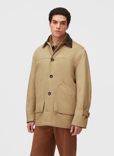 Retori Field Jacket With Leather Details Sand And Chocolate - Ready To Wear - Luxury Coats & Jackets for Men - Front