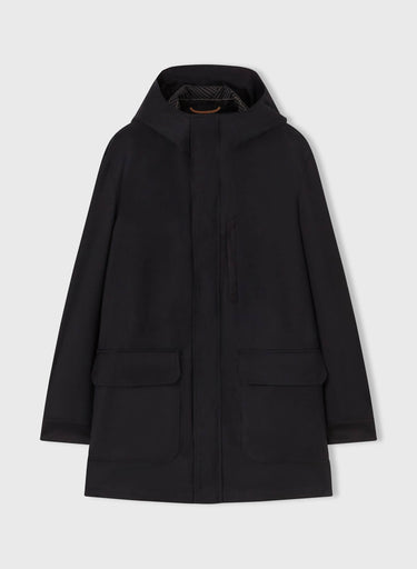 Retori Water Repellent Embroidered Natural Fiber Parka Blue - Ready To Wear - Luxury Parkas for Men