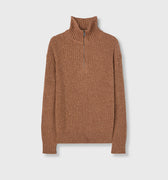 Retori Ribbed Zip Up Mock Neck Clay - Knitwear - Luxury Sweaters for Men and Women