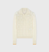 Retori Light Cotton And Cashmere Jacquard Damier Long Sleeves Polo With Contrast Color Details Butter And Yellow - Knitwear - Luxury Polos for Women