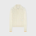 Retori Light Cotton And Cashmere Jacquard Damier Long Sleeves Polo With Contrast Color Details Butter And Yellow - Knitwear - Luxury Polos for Women