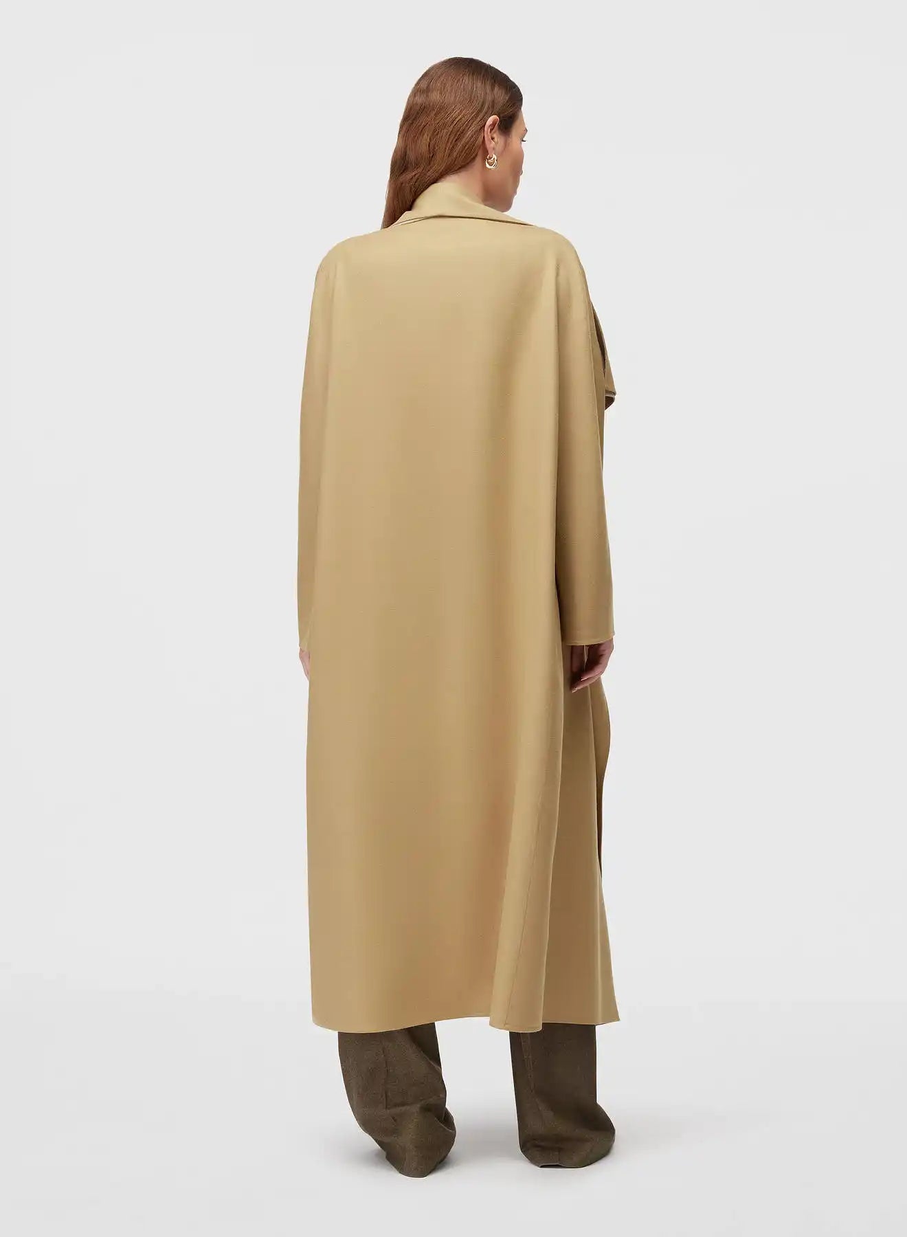 DOUBLE WOOL SHAWL COLLAR COAT PALE SAGE AND PALE YELLOW