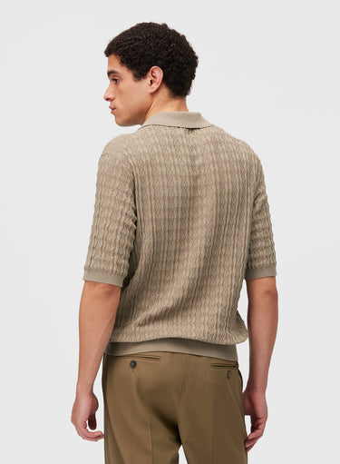 Retori Micro Argyle Polo Sand - Knitwear - Luxury Polos for Men - Back