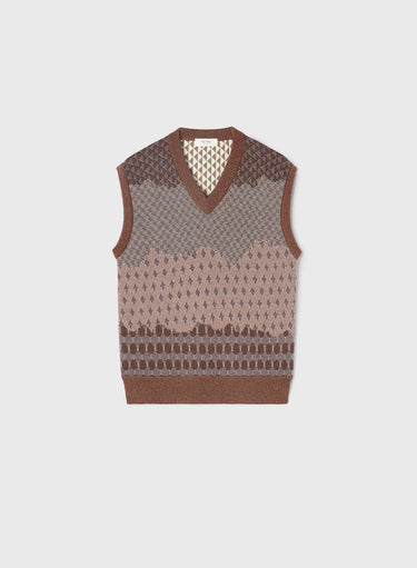 Retori Reversibile Jacquard Vest Amaranto - Knitwear - Luxury Sweaters for Men