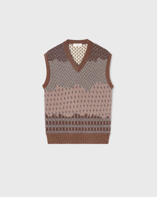 Retori Reversibile Jacquard Vest Amaranto - Knitwear - Luxury Sweaters for Men