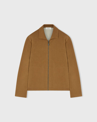Retori Bicolor Reversible Zip Front Outerwear With Shirt Collar Camel And Natural - Knitwear - Luxury Overshirts for Men