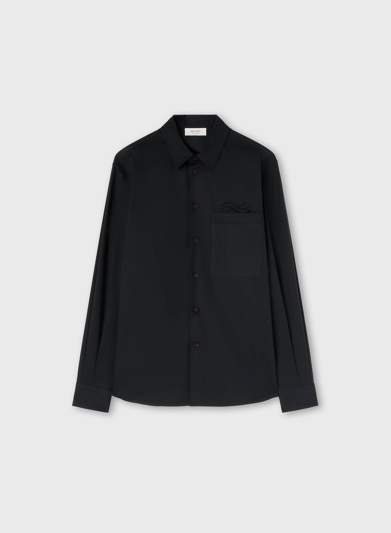 POPELINE COTTON STRETCH SHIRT WITH EMBROIDERY NAVY