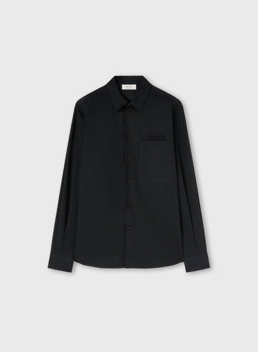 CAMICIA IN POPELINE DI COTONE ELASTICIZZATO CON RICAMO