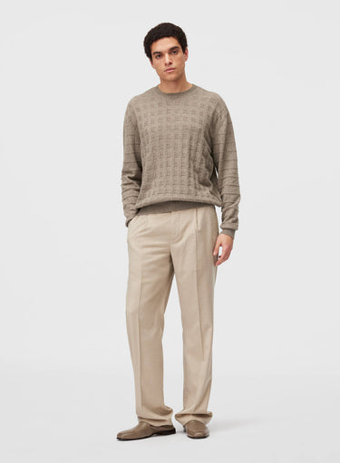 Retori Window Crewneck Sand - Knitwear - Luxury Sweaters for Men - Full Model