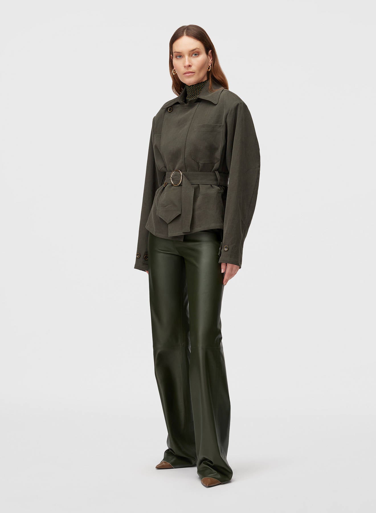 Retori Mini Trench Dark Green - Ready To Wear - Luxury Trench Coats for Women - Full Model